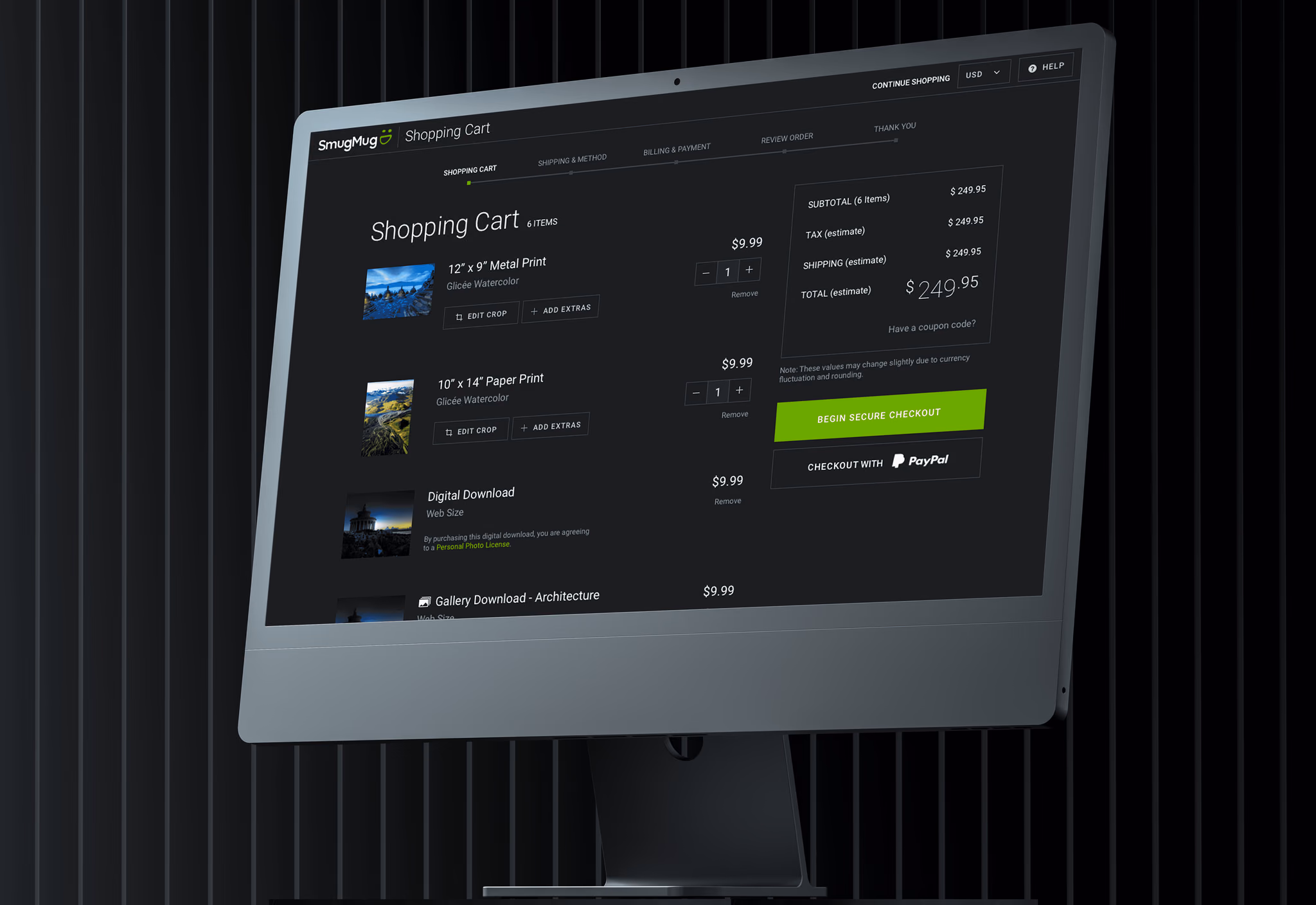 SmugMug Checkout payment flow
