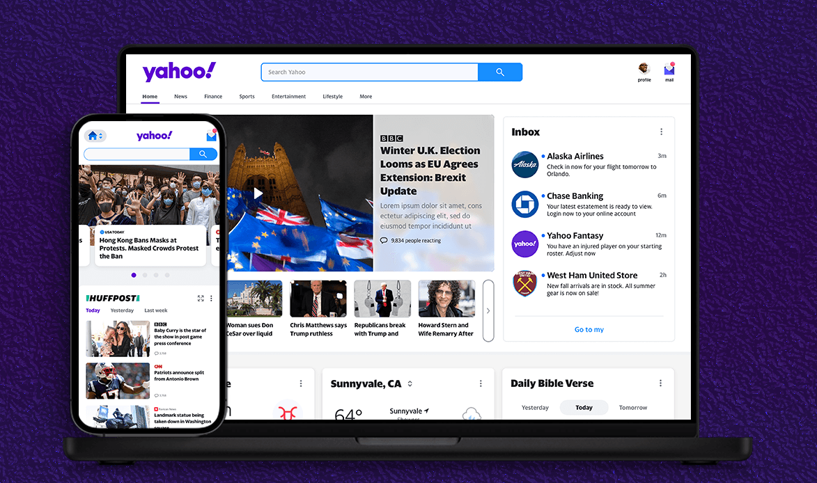 Yahoo Homepage Redesign hero