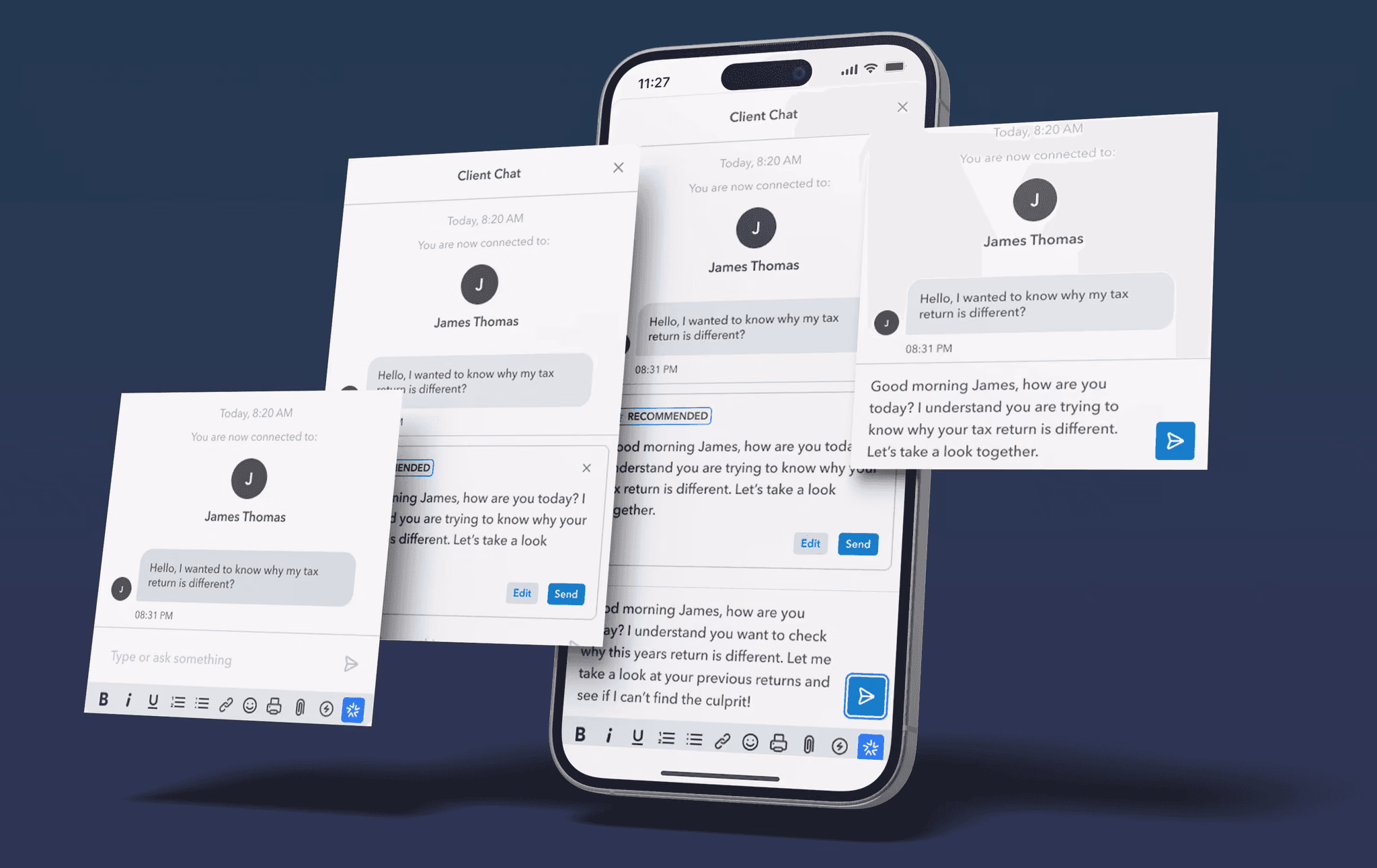 Intuit Assist recommended response UI