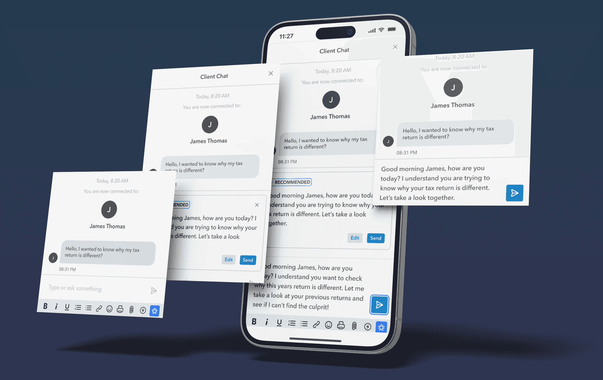 Intuit Assist recommended response UI