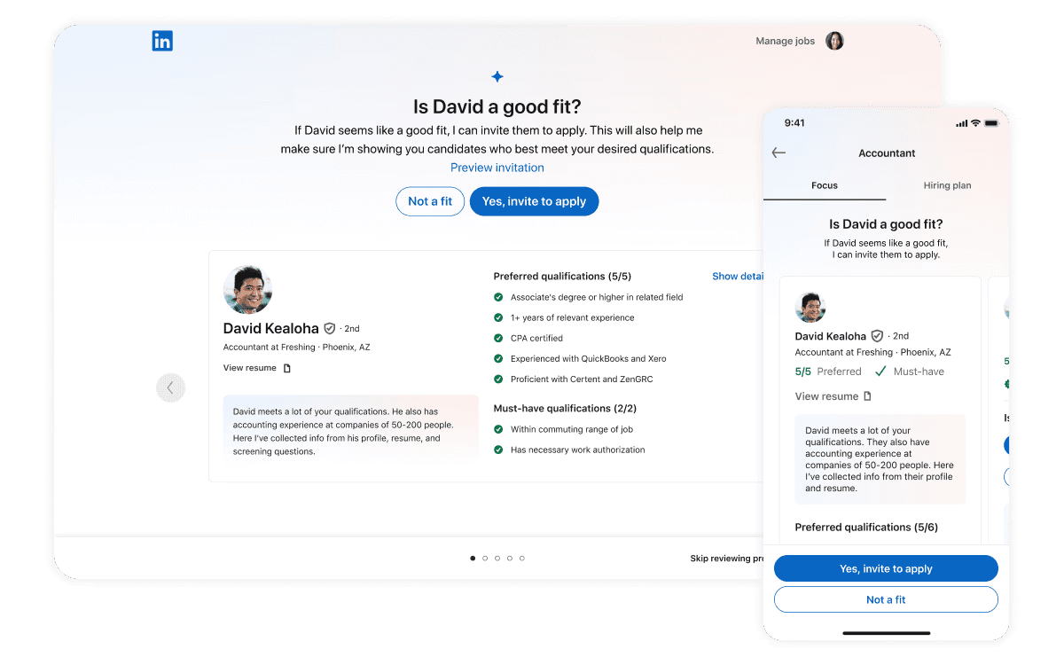 LinkedIn Hiring Assistant - AI screening with candidate qualifications