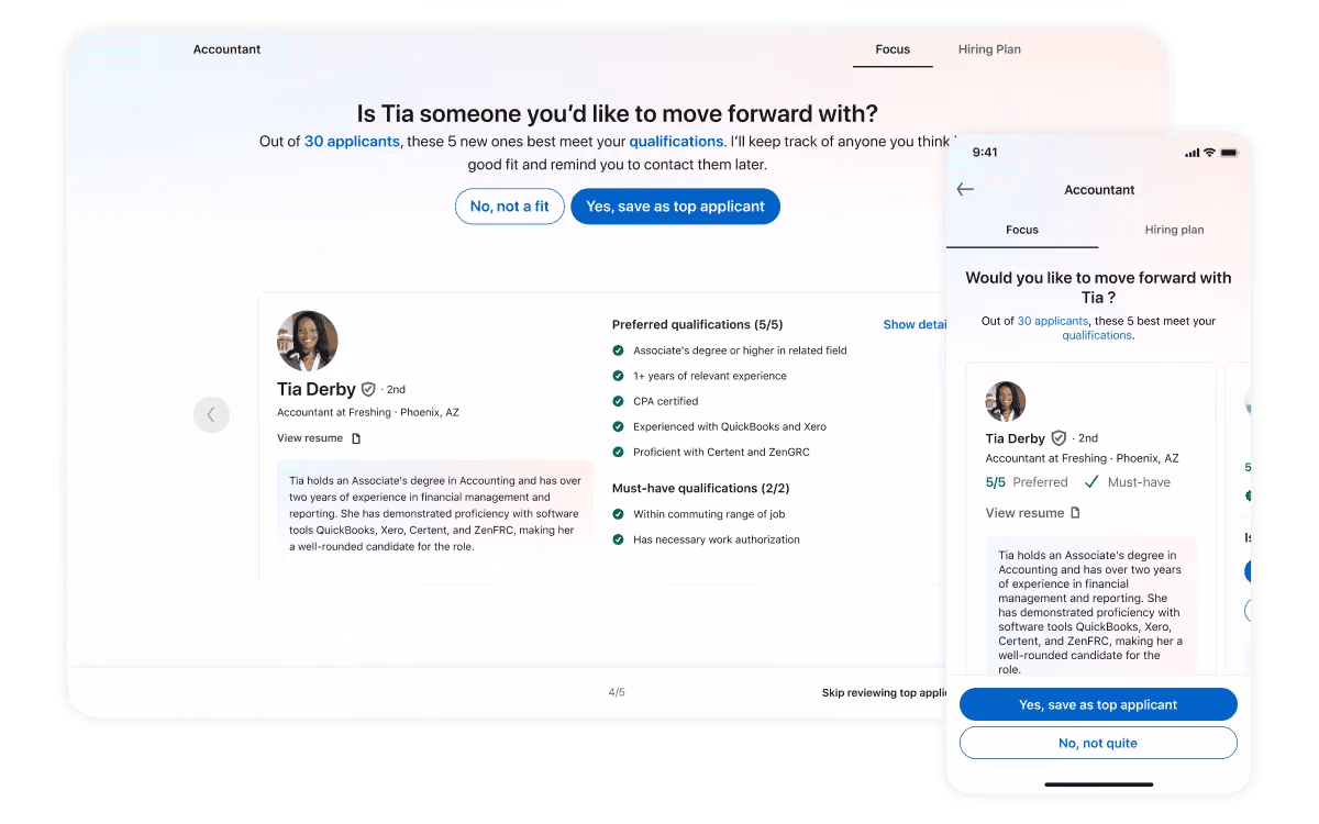 LinkedIn Hiring Assistant - AI sourcing with applicant review
