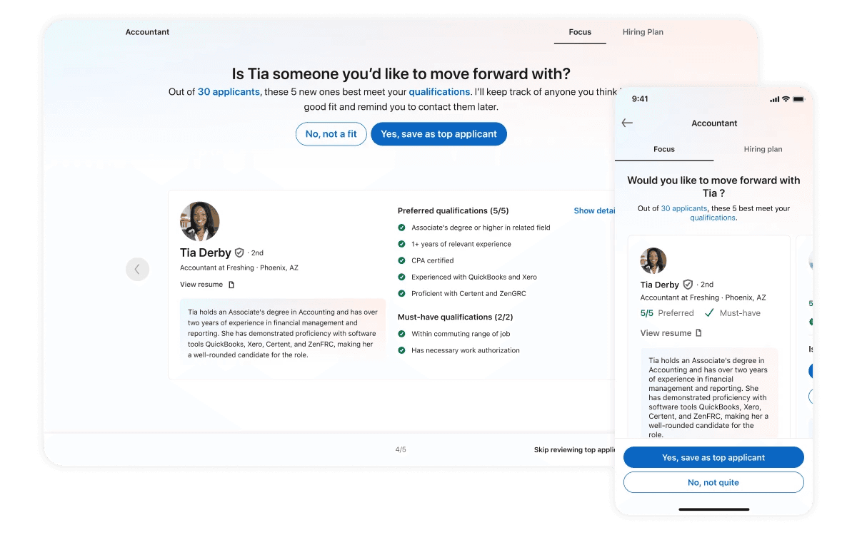 LinkedIn Hiring Assistant - AI sourcing with applicant review